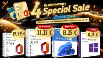 Vente anniversaire Godeal24 : Grosses promos sur Office 2021 et Windows OS – Jusqu'à -90% et Office 2021 Pro à partir de 17,25€/PC !