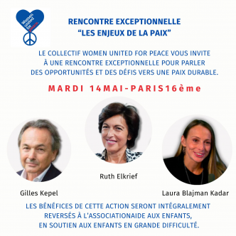 Sylvie Bensaid. Women United for Peace reçoivent Laura Blackman Kadar et Gilles Kepel