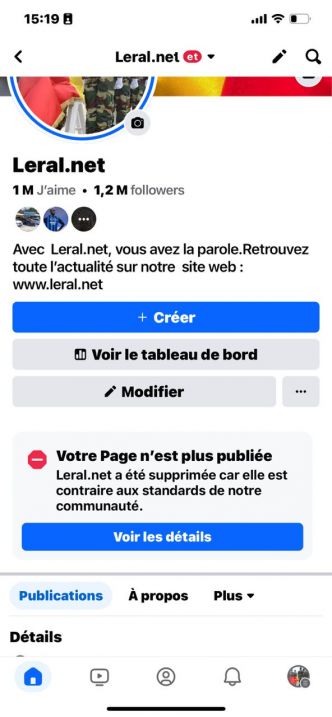 La Page Facebook de Leral net bloquée : Une réaction à nos débats et articles