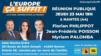 Florian PHILIPPOT, tête de liste aux Européennes,  en meeting à NANTES, ce jeudi 23 mai 2024