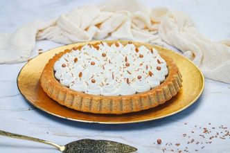 Gâteau vanille spéculoos en forme de tarte