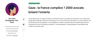 Gaza : la France complice ? 2000 avocats brisent l'omerta dans un tribune à macron