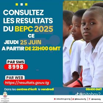 Togo/BEPC 2025 : les résultats disponibles à partir de ce vendredi 27 juin à 18h