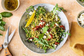 Salade de pâtes aux petits pois et à la feta