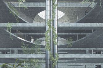 Débuts : abri climatique, un dessin de Loris Ellena-Mehl de l'ENSA Paris Malaquais, sous la direction de Colin Reynier
