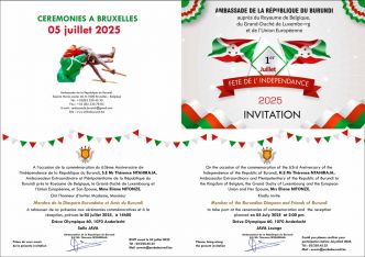 Burundi / Agenda : 5 juillet 2025, à 14h, Belgique, 63ème anniversaire de l'indépendance