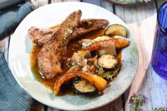 Canard à la plancha et aux légumes d'été