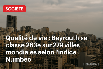 Qualité de vie : Beyrouth se classe 263e sur 279 villes mondiales selon l'indice Numbeo 