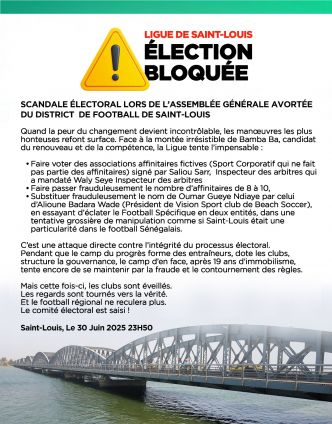 Scandale électoral à Saint-Louis : L'élection du District de football bloquée par des manœuvres frauduleuses