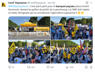 Proposition de loi « Duplomb-Ménonville » : l'AFP s'est invitée au « banquet » des opposants pour faire du micro-trottoir