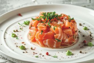 Tartare aux deux saumons et pistache