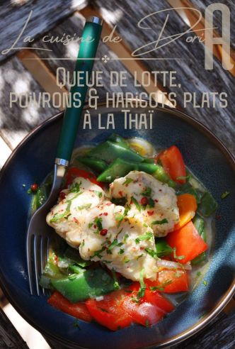 Queues de lotte, poivrons et haricots plats à la Thaï
