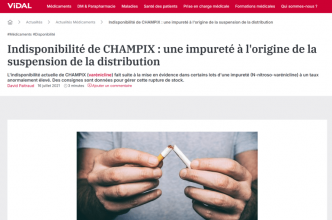 Folie : retour du Champix, médoc efficace de lutte contre la cigarette, stoppé à cause d’impuretés