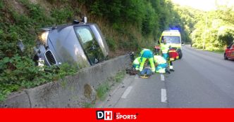Accident entre Franière et Floreffe : des zigzags sur la route, trois voitures touchées et une fin de course improbable entre la berme et les roches
