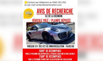 Une Porsche de location recherchée : une plainte pour escroquerie et vol déposée