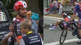 TDF. Tour de France - Le premier abandon... Filippo Ganna quitte le Tour après une chute