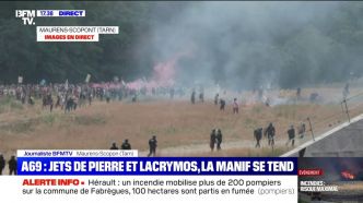 Fumigènes, jets de pierre et lacrymos... La manifestation contre l'A69 se tend entre les manifestants et les forces de l'ordre