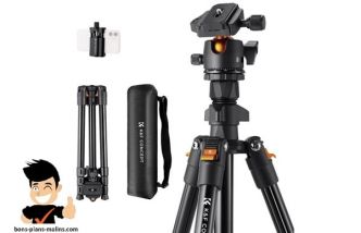 Stabilité et polyvalence à petit prix : promotion trépied K&F Concept K234A0+BH-28L (46,74€)