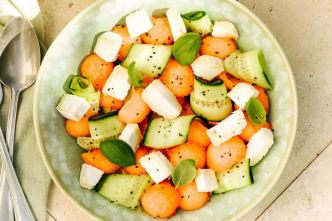 Salade melon, concombre et Chavignol