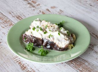 Aubergines farcies petits-suisses, jambon/mozzarella-recette à l'airfryer pour une cuisine froide