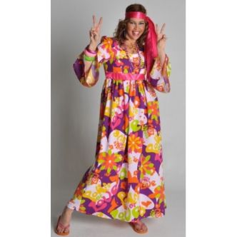 Déguisement Hippie Robe Flower Of Love Femme - Baiskadreams.com