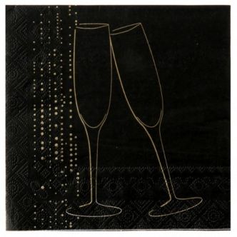 Serviette de table champagne or papier noir x20 : Serviette papier