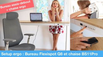 Test du bureau assis-debout Flexispot Q8 et de la chaise ergonomique BS11 Pro (+ code promo)