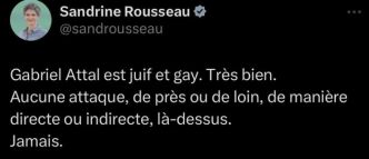 A quoi joue Sandrine Rousseau qui poste des messages sur la sexualité et la religion supposée du nouveau Premier Ministre, Gabriel Attal, en expliquant... qu'elle n'en parlera pas ?