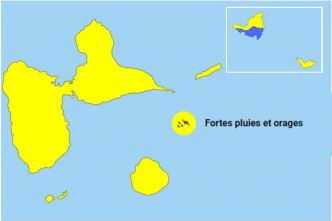 La Guadeloupe placée en vigilance Jaune pour "Fortes pluies et orages"