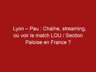 Lyon – Pau : Chaîne, streaming, où voir le match LOU / Section Paloise en France ?