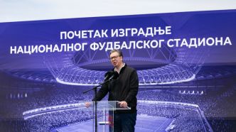 Serbie : pose de la premi�re pierre du stade national