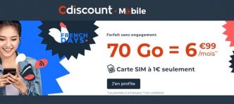 French Days Cdiscount Mobile !  forfait mobile 70Go pour 6,99€  (1€ la carte SIM) 