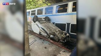 "Tout le monde a commencé à crier" : une voiture percutée par un train après être tombée sur les voies du RER C  | TF1 INFO