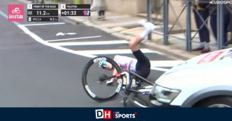 Giro: Tadej Pogacar chute juste avant la montée finale et évite de peu de se faire écraser par sa voiture