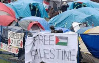 Un campement estudiantin en soutien à Gaza sur le campus de Vienne
