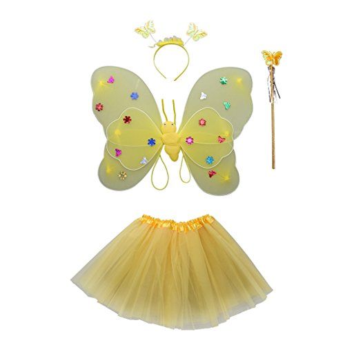 Filles Princesse Fée Papillon Ailes de Fée Dress Up Party Costume 3-5 ans